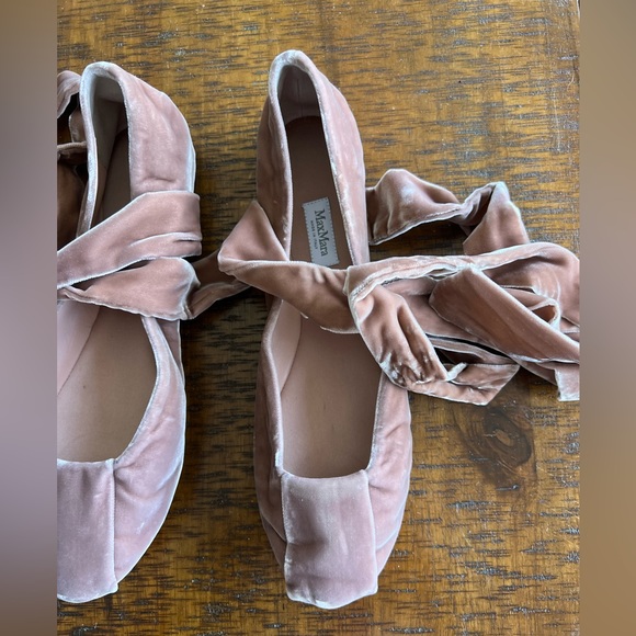 Max Mara Velvet lace up ballet flats - Picture 6 of 8